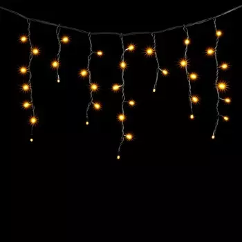 Гирлянда Бахрома 3,1 x 0,5 м Желтая 220В, 120 LED, Провод Черный Каучук, IP54