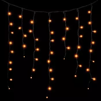 Гирлянда Бахрома 3,2 x 0,9 м Желтая, 168 LED, Провод Черный Каучук, IP65