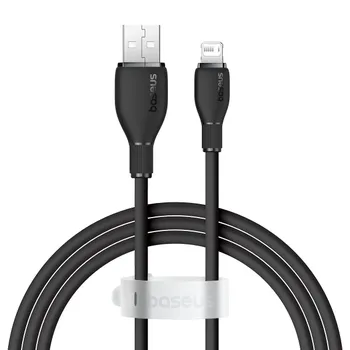 Кабель USB-Lightning 8-pin, быстрая зарядка, 2.4А, 20 Вт, 2 м, черный, Baseus Pudding (P10355700111-01)