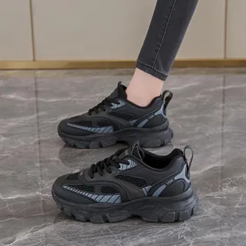 CRLAYDK Chunky Sneakers for Women Platform Fashion Mesh Walking Shoes Casual Running Sport Running Comfortable Lace Up Tennis 35