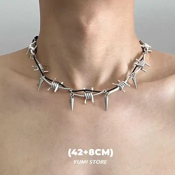 Ожерелье-чокер из титановой стали с заклепками для мужчин и женщин, панк-металлическое ожерелье-воротник, роскошные хип-хоп украшения, уличные аксессуары унисекс