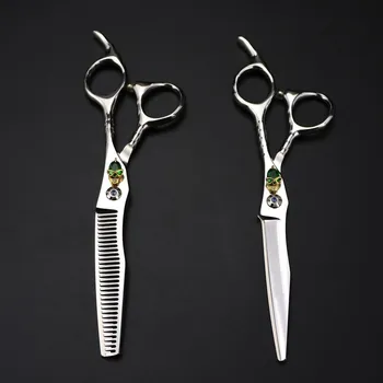 Профессиональные ножницы JP 440c из стали 6 дюймов Skull для волос, стрижка, филировка, парикмахерские ножницы makas, парикмахерские ножницы