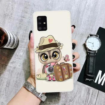 Милый чехол для телефона с сердечками совы для Samsung Galaxy A12 A22 A32 A42 A52 A72 A51 A71 5G A41 A31 A21 A02S M12 M21 M31 M30S Fundas Samsung A12 5G