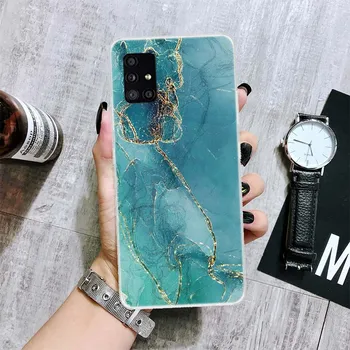 Модный золотой розовый геометрический мраморный чехол для телефона Samsung Galaxy A12 A22 A32 A42 A52 A72 A51 A71 5G A41 A31 A21 A02S M12 M21 M31 Samsung A12 5G