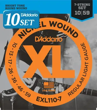 Струны для электрогитары, никель, обычные, легкие, набор из 10 штук D Addario .010-.059 EXL110-7 []