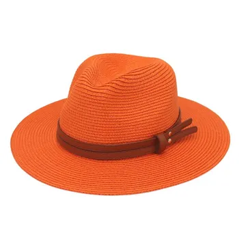 Summer Straw Sun Hat Panama Hats Grass Knitted Gift Hat Breathable Leisure Jazz Hat European American Style Straw Hat Beach Caps жёлтый
