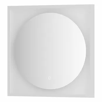 Зеркало Defesto Еclipse 60х60 12W белая рама, с LED-подсветкой, сенсорный выключатель, теплый свет