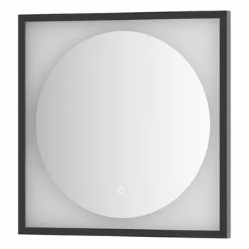 Зеркало Defesto Еclipse 60х60 12W черная рама, с LED-подсветкой, сенсорный выключатель, теплый свет DF 2231S