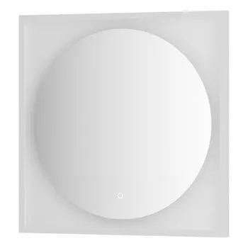 Зеркало Defesto Еclipse 70х70 15W белая рама, с LED-подсветкой, сенсорный выключатель, теплый свет