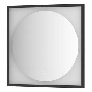 Зеркало Defesto Еclipse 70х70 15W черная рама, с LED-подсветкой, сенсорный выключатель, нейтральный свет DF 2222S