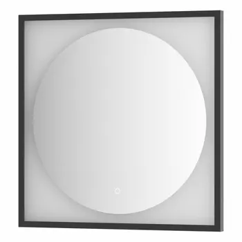 Зеркало Defesto Еclipse 70х70 15W черная рама, с LED-подсветкой, сенсорный выключатель, теплый свет DF 2232S