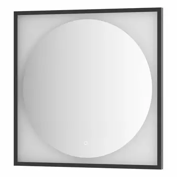 Зеркало Defesto Еclipse 80х80 18W черная рама, с LED-подсветкой, сенсорный выключатель, нейтральный свет DF 2223S