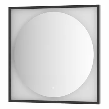 Зеркало Defesto Еclipse 80х80 18W черная рама, с LED-подсветкой, сенсорный выключатель, теплый свет DF 2233S