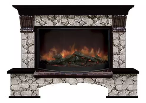 Комплект из электрокамина напольного и портала (149x42x108.5 см) Бостон К Карелия Rondo 86 БК860051