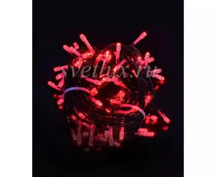 Комплект 5 Красных Нитей по 20м, 1000 LED, Провод Черный ПВХ, IP54