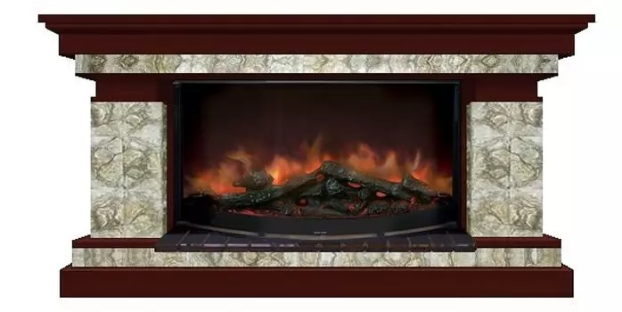 Комплект из электрокамина напольного и портала (143x45x80 см) Брайтон Карелия Rondo 86 БР000018