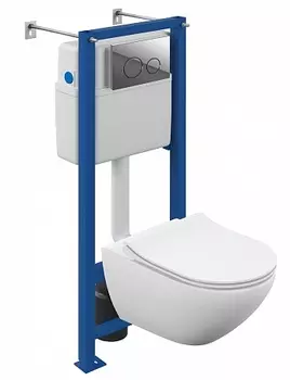 Комплект Cersanit STREET FUSION VORTEX DPL EO SL инсталляция VECTOR кнопка TWINS пластик хром глянец