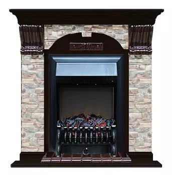 Комплект из электрокамина напольного и портала (106.5x36.5x98 см) Арочный ГЦ Fobos BL АР000061