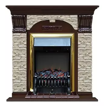 Комплект из электрокамина напольного и портала (106.5x36.5x98 см) Арочный ГО Fobos BR АР000046