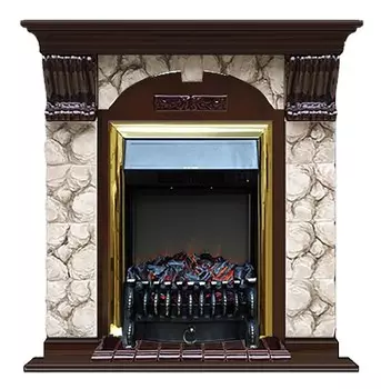 Комплект из электрокамина напольного и портала (106.5x36.5x98 см) Арочный Карелия Fobos BR АР000086