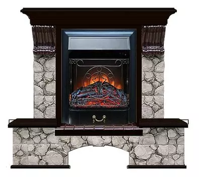 Комплект из электрокамина напольного и портала (122x40х108.5 см) Бостон К Карелия Majestic BL БК000083