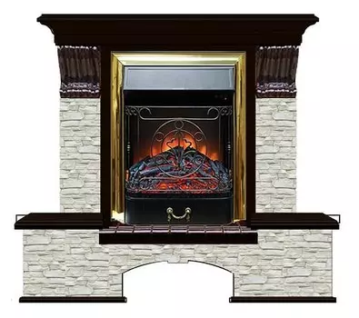 Комплект из электрокамина напольного и портала (122x40х108.5 см) Бостон К ГО Majestic BR БК000044
