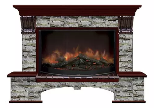 Комплект из электрокамина напольного и портала (149x42x108.5 см) Бостон К Алтай Rondo 86 БК860033