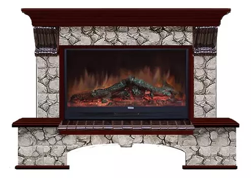 Комплект из электрокамина напольного и портала (149x42x108.5 см) Бостон К Карелия Premier S86 БК860023