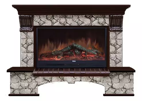Комплект из электрокамина напольного и портала (149x42x108.5 см) Бостон К Карелия Premier S86 БК860022