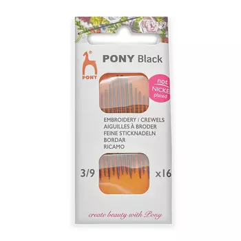 04896 Иглы ручные для вышивания и шитья BLACK Crewels, №3-9, 16 шт PONY