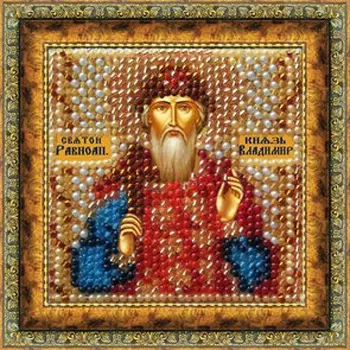 023ПМИ Набор для вышивания бисером 'Вышивальная мозаика' Икона 'Св. Князь Владимир', 6,5*6,5 см