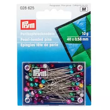 028625 Булавки с жемчужной головкой, разноцветные 0,58*40мм, 10g, Prym