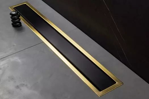 Душевой канал 750 мм Pestan Confluo Premium Black Glass Gold Line 13100117