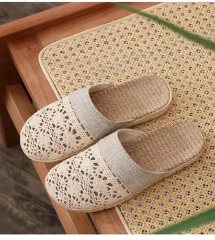 Summer House Slippers for Women Men Breathable Waffle Indoor Slippers Slip-on Open Toe Home Shoes Closed-Toed Mute Slippers 42-43 темно-коричневого