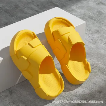 Eva Thick Platform Slippers for Women Indoor Bathroom Flip Flops Anti Slip Flat Heels Beach Sandals Ladies Summer Shoes male 36-37 чёрный