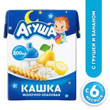 Каша Агуша Засыпай-ка Молочно-злаковая с грушей и бананом 2.7% 200мл