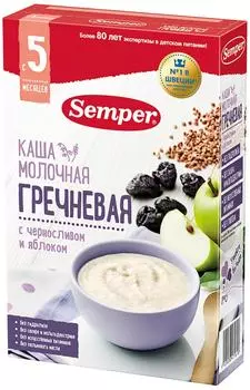 Каша Semper молочная гречневая с черносливом и яблоком с 5 месяцев 180г
