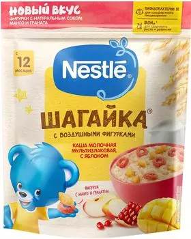 Каша Nestle Шагайка Молочная мультизлаковая с Яблоком Гранатом и Манго 190г