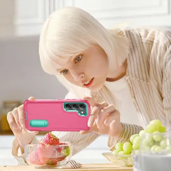 Силиконовый защитный чехол для мобильного телефона 2 в 1 для ПК Samsung Galaxy S23 Ultra 5g S23 Plus S 23, защитный чехол-держатель-подставка for Galaxy S23 оранжевый