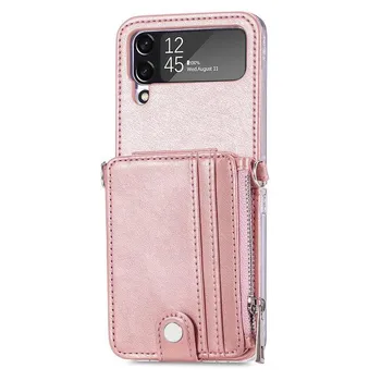 Кожаный защитный чехол с полным покрытием для Samsung Galaxy Z Flip 4 5g Flip4 Flip3 Flip 3 Zflip4, слот для карт, ремешок для телефона, чехол-подставка for Samsung Z Flip 3 синий