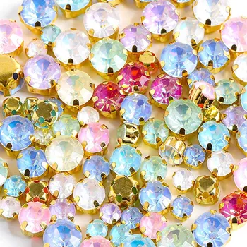 Стекло Мокко Белок Коготь Дрель Одиночный Коготь Смешанный Коготь Дрель Круглая Ручная Швейная Дрель DIY Ювелирные Изделия Аксессуары Для Одежды Стразы Пришивание Бусин 288 pcs