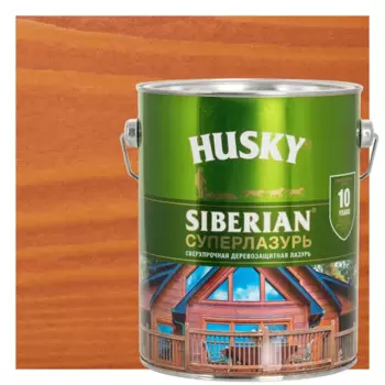 Лазурь для дерева Husky Siberian Суперлазурь цвет осенний клен 2.7 л
