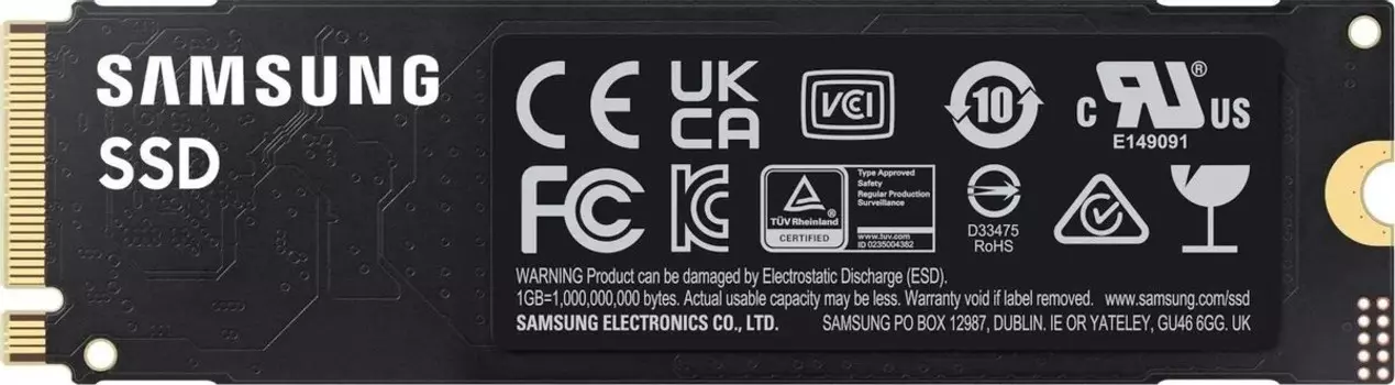 SSD накопитель Samsung 1Tb PCI-E NVME M.2 2280 (MZ-V9E1T0BW)