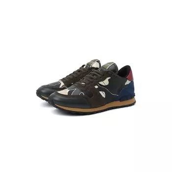 Комбинированные кроссовки Rockrunner с камуфляжным принтом Valentino