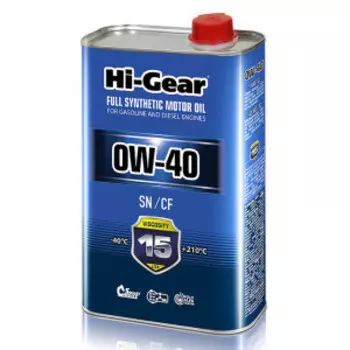 Синтетическое моторное масло 0W40 SN/CF, 1л. Hi-Gear HG0040