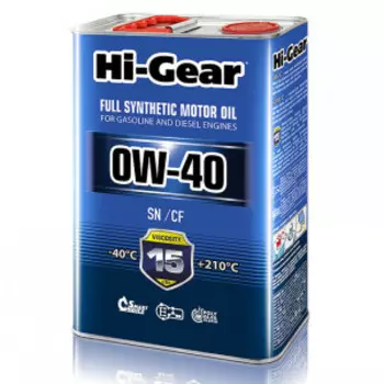 Синтетическое моторное масло 0W40 SN/CF, 4л. Hi-Gear HG0044