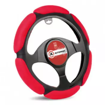 Спонжевая оплетка руля AUTOPROFI SP-5026 BK/RD (M)