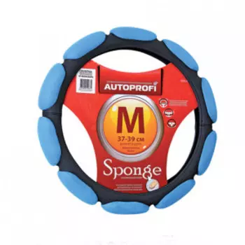 Спонжевая оплетка руля AUTOPROFI SP-9030 BK/BL (M)