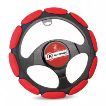 Спонжевая оплетка руля AUTOPROFI SP-9030 BK/RD (M)
