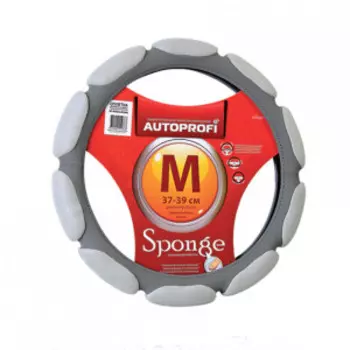 Спонжевая оплетка руля AUTOPROFI SP-9030 L.GY (M)
